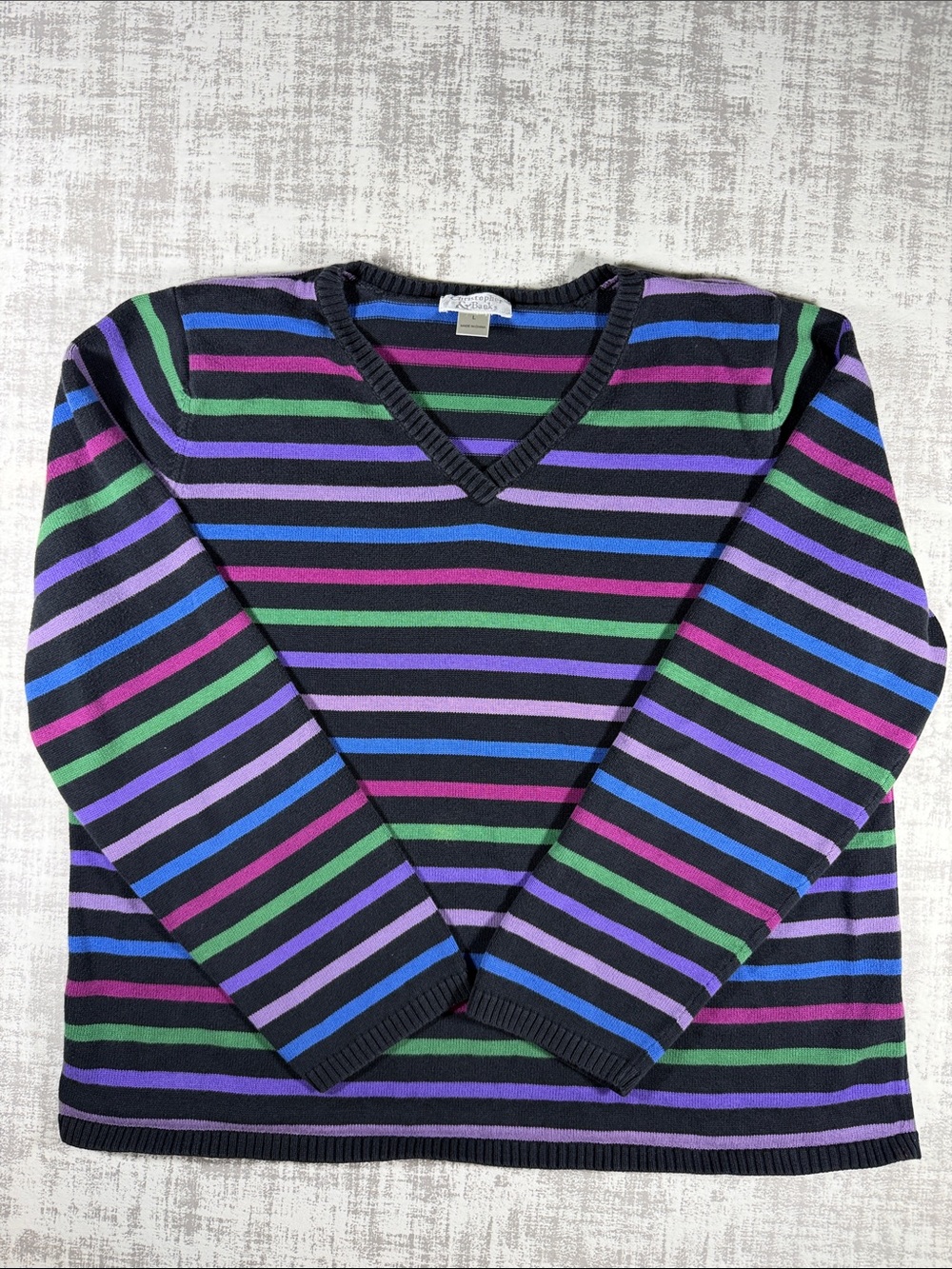 Vintage Christopher Banks Sweater with Multicolor Stripes Size Large
